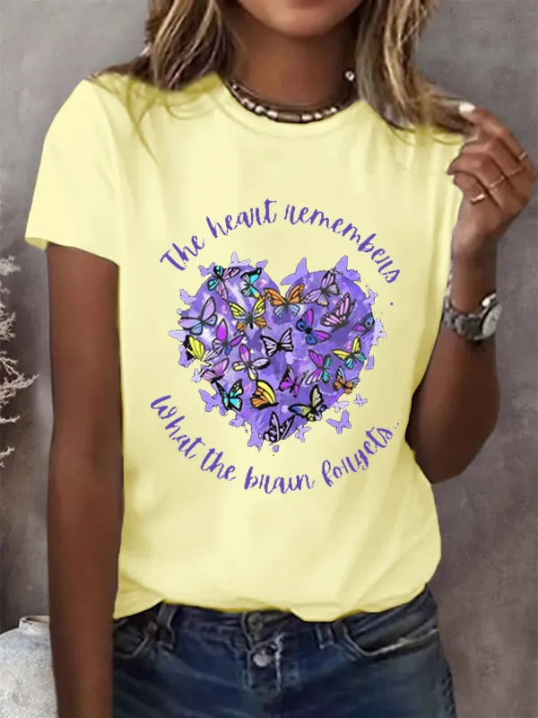 Alzheimer's Awareness Print Casual T-Shirt
