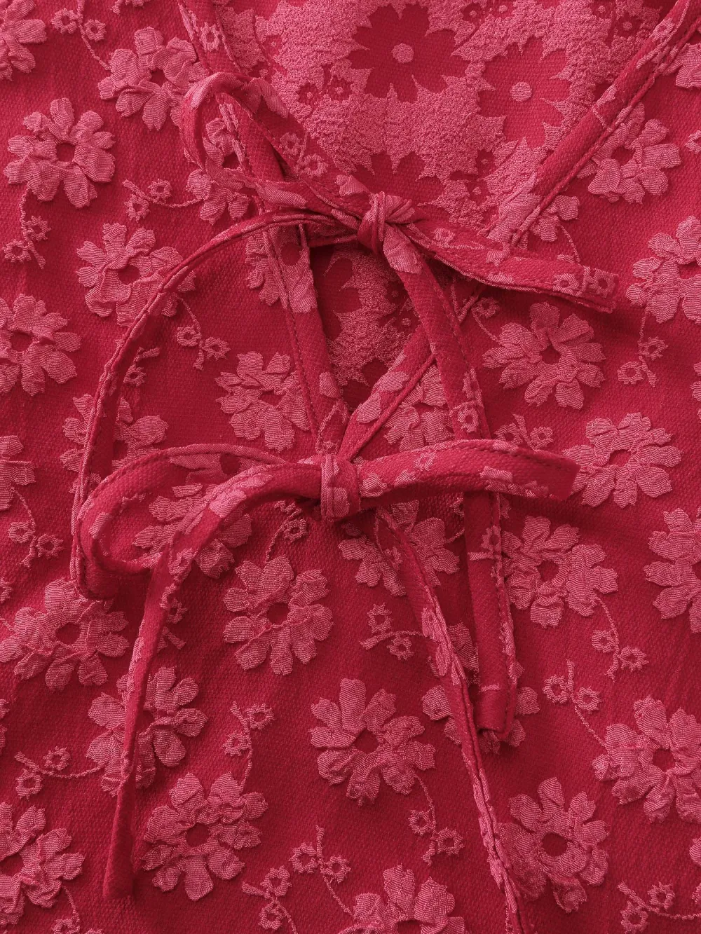 Bowknot Jacquard Stretchy Waist Knee-Length Dress