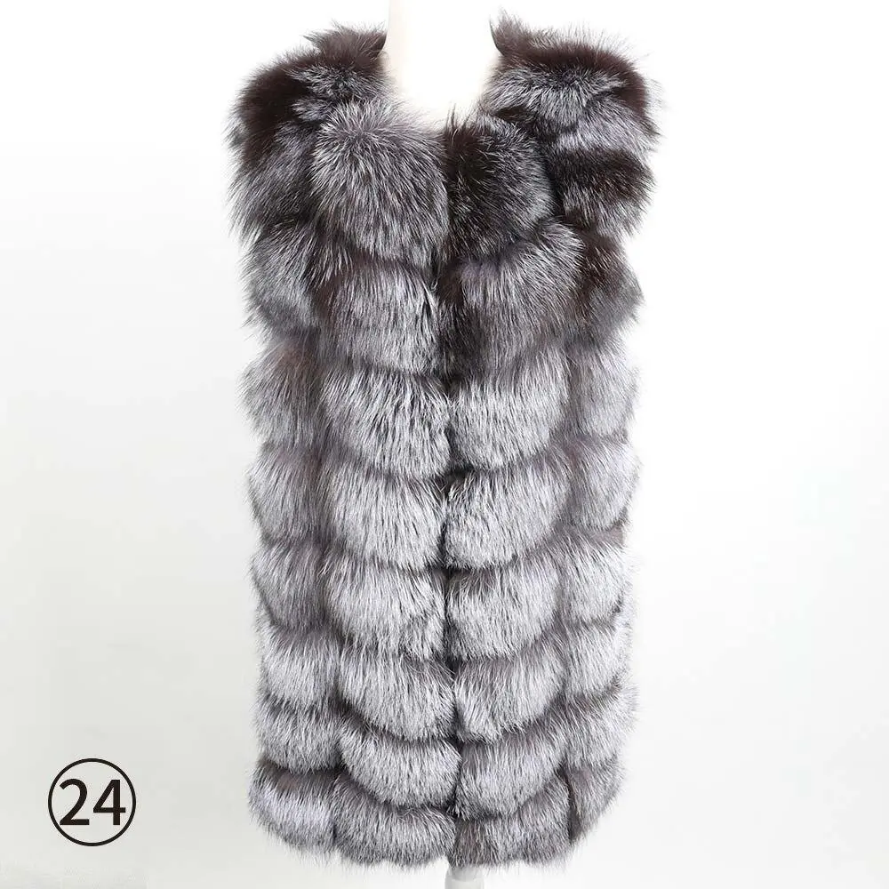 🔥Black Friday Sale🔥 100% Fox Fur Vest Women Real Natural Whole Fox Fur Coat 90CM Long Winter Fur Waistcoat Plus