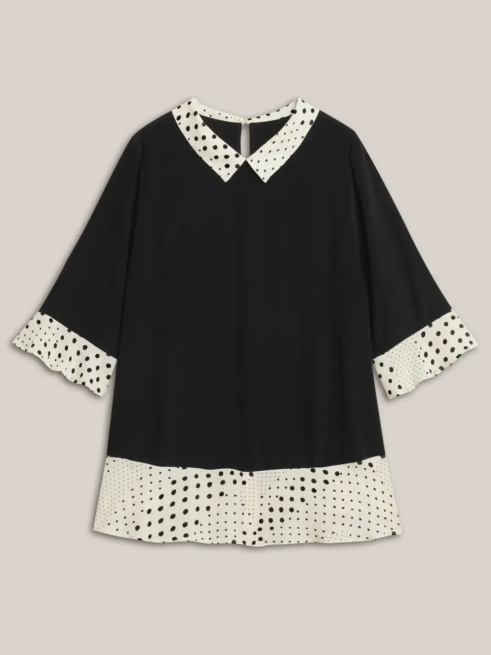 Sheer Color Contrast Spliced Collar Blouse