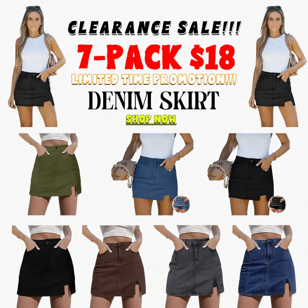 Women’s High Waisted Denim Skort with Side Slit