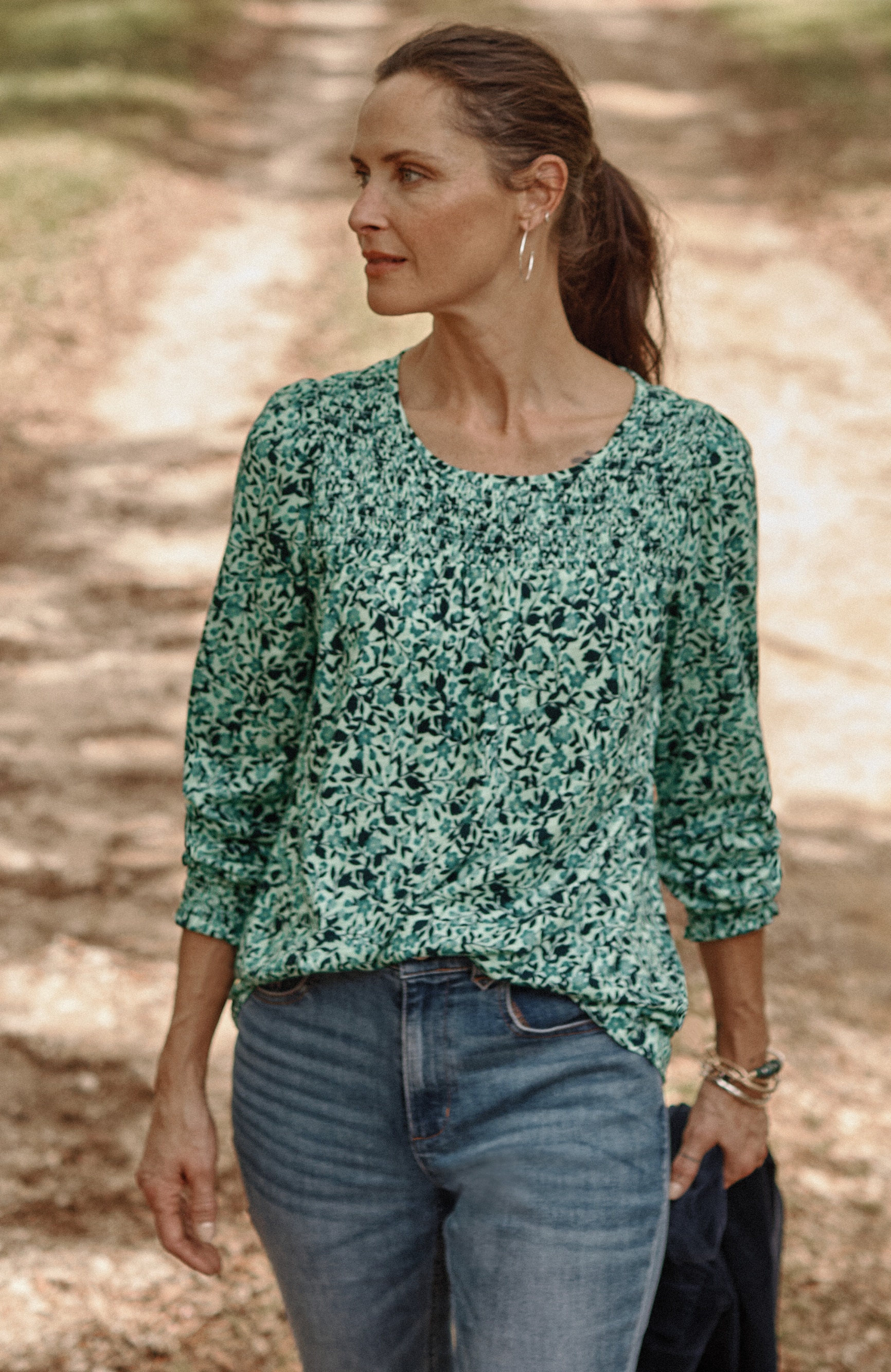 Smocked Floral Top