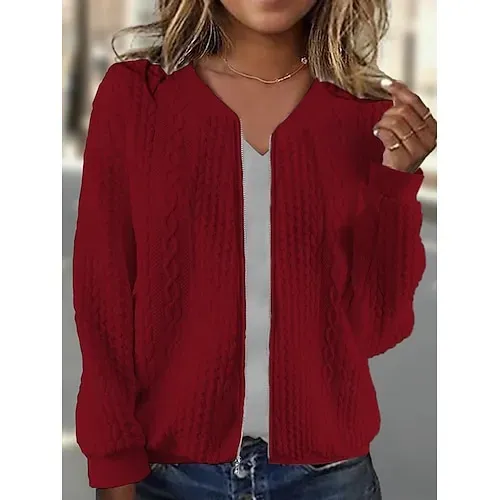 Women's Texture Sweatshirt Waffle Sweatshirt  Pullover Hoodie Sweatshirt Plain Streetwear Casual Long Sleeve Hooded Regular Tops Street Holiday Going out Buttons Black White Pink Wine Fall Winter