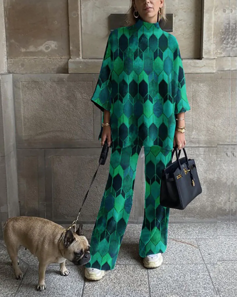 Chic and natural print casual set
