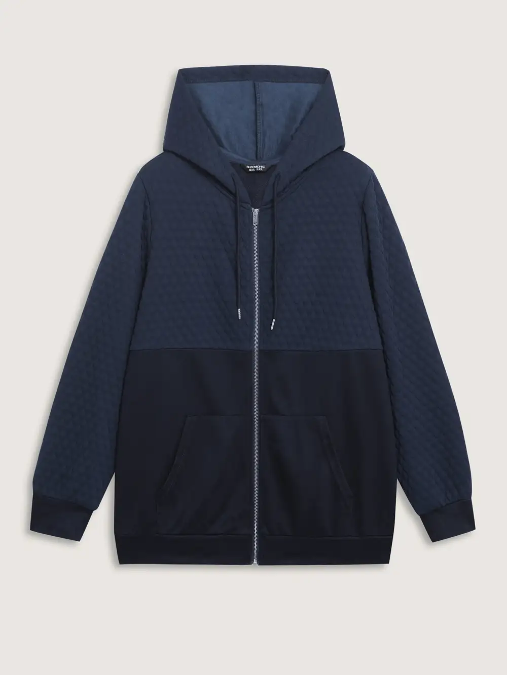 Textured Zipper Front Hoodie Jacket