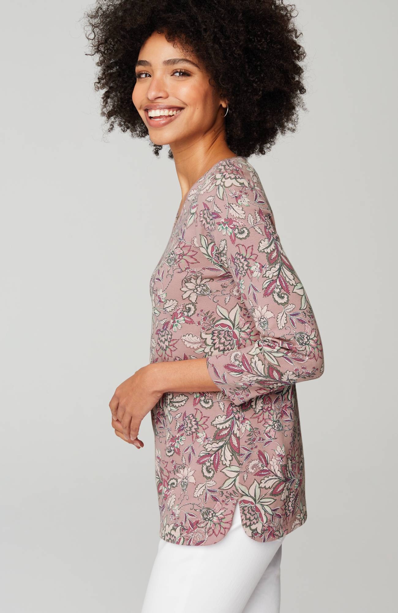 pima 3/4-sleeve v-neck tee