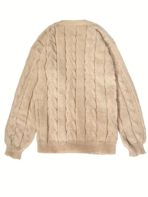 Women's Cable Knit Sweater & Pocket Skirt Set – Casual Long Sleeve Round Neck Jumper & Long Skirt for Fall