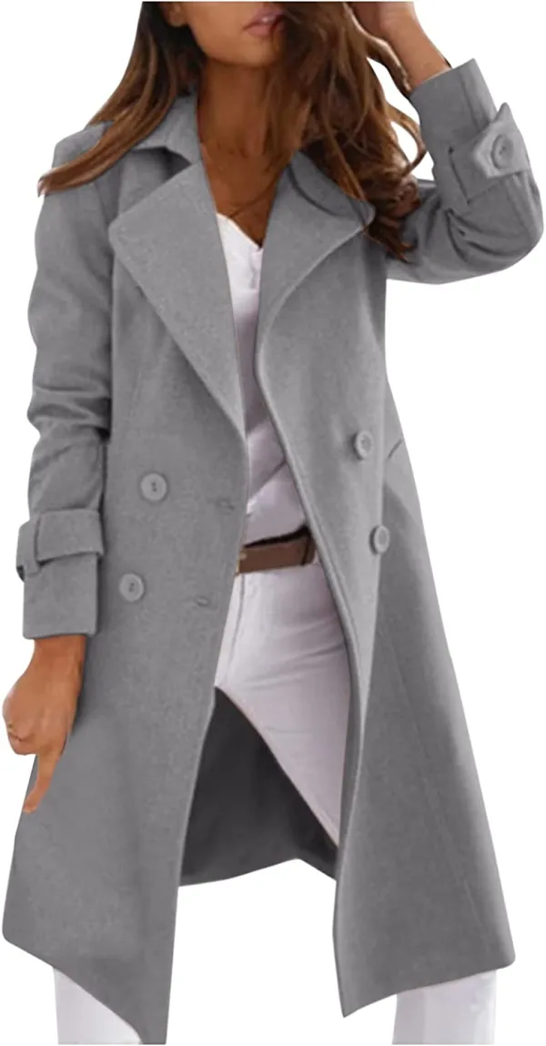 Xiloccer Womens Long Trench Coat Windbreaker Jacket Lightweight Long Outerwear Warm Jacket Women's Plus Size Trench Coat
