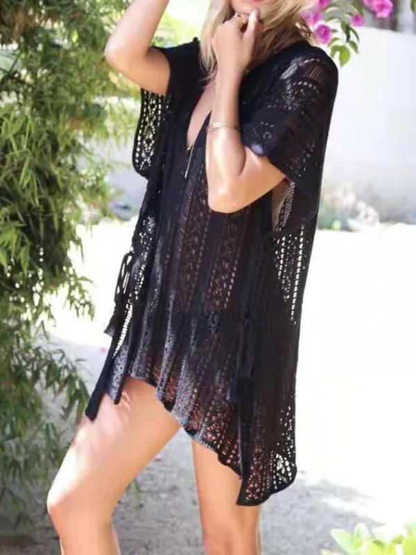 Vacation Plain V Neck Coverup