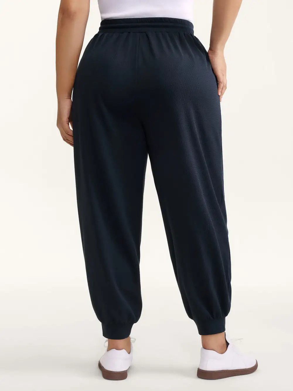 Textured Waist Drawstring Jogger Pants