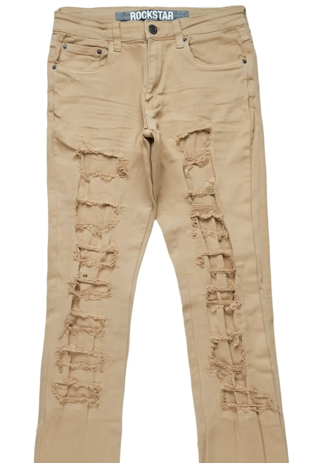 Badal Khaki Super Stacked Flare Jean