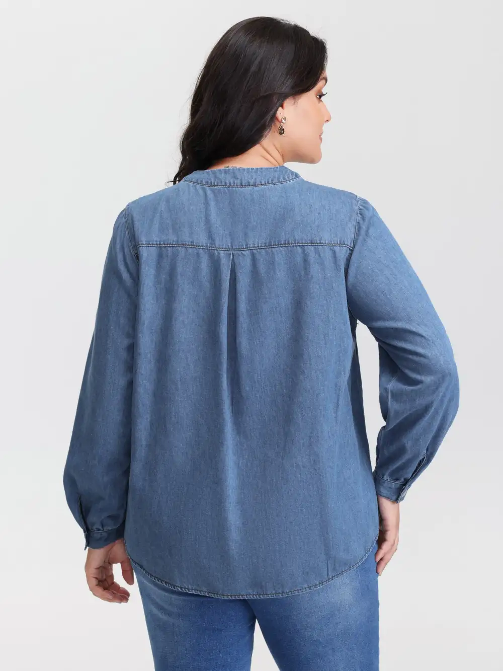 Adjustable Tie Collar Denim Top
