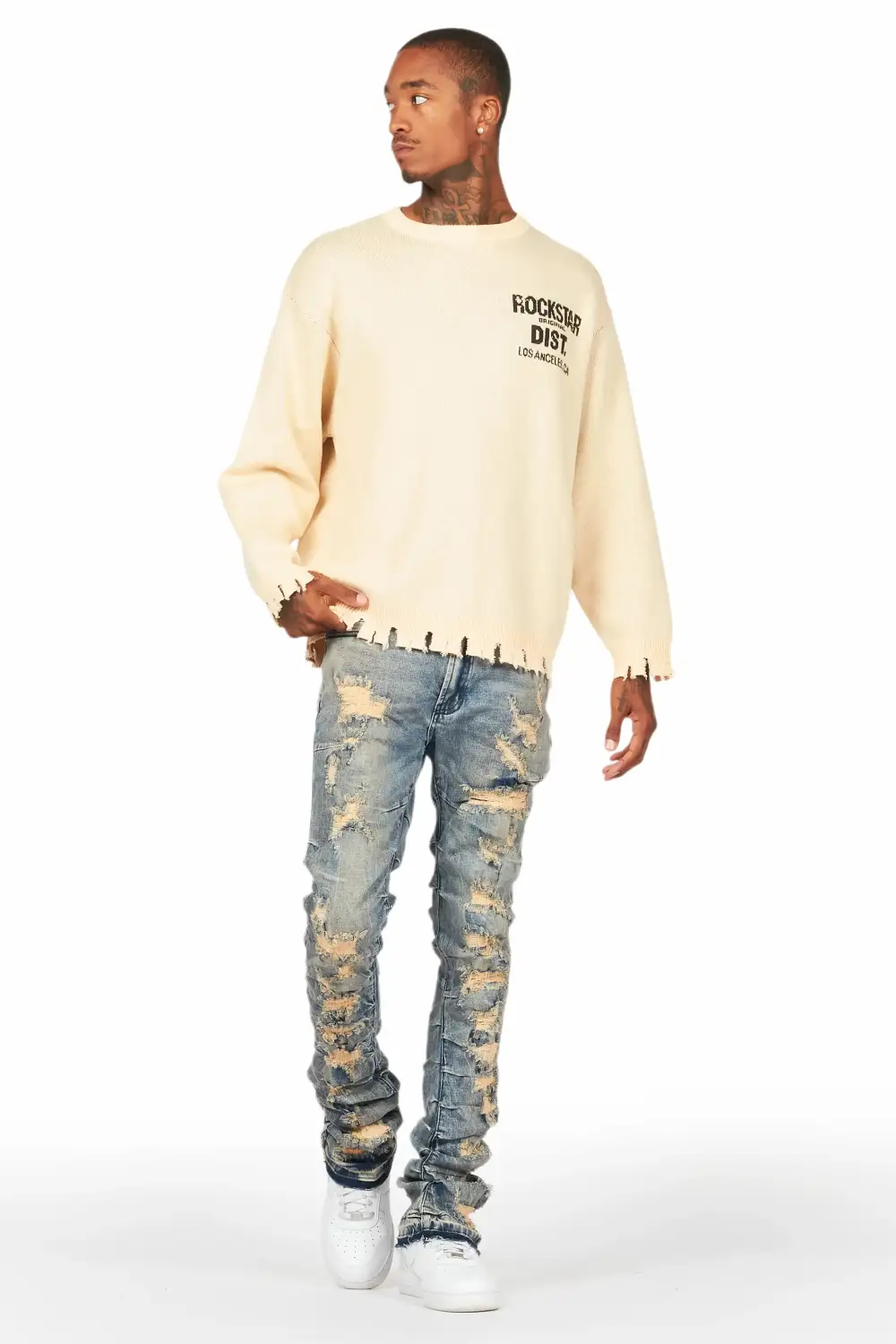 Mercol Blue Stacked Flare Jean