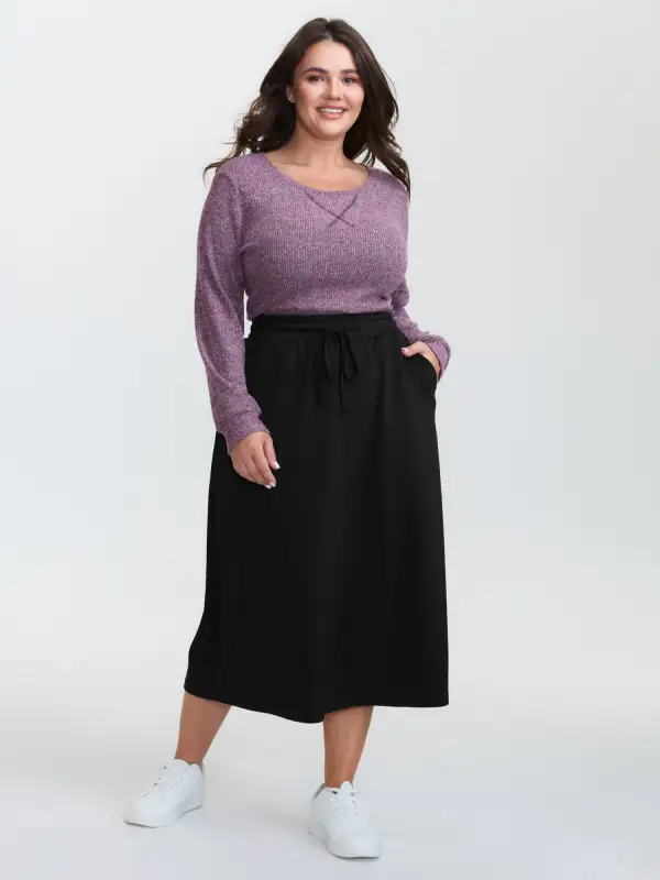 Drawstring Stretchy Fishtail Midi Skirt