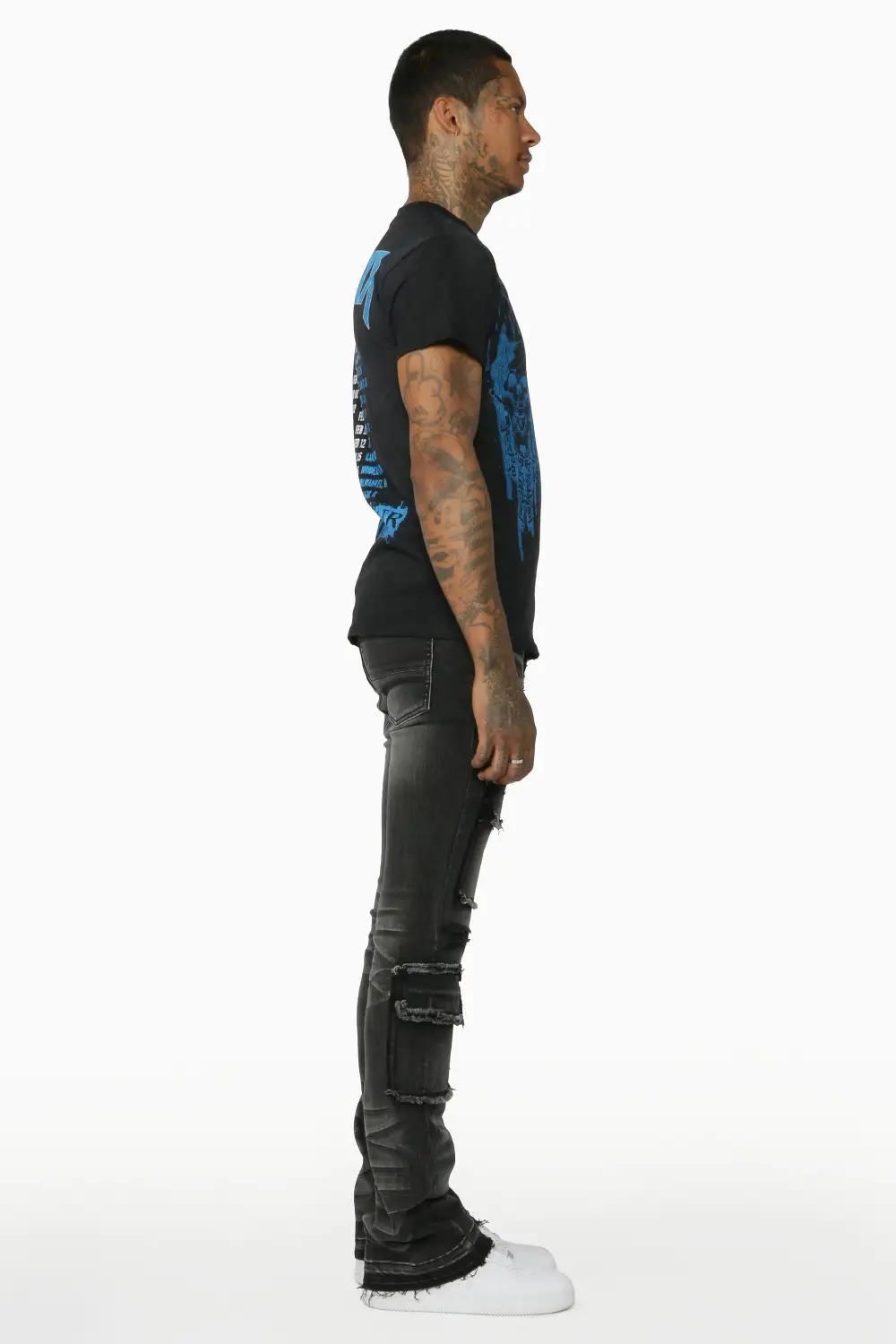 Tyrell Grey Stacked Flare Cargo Jean