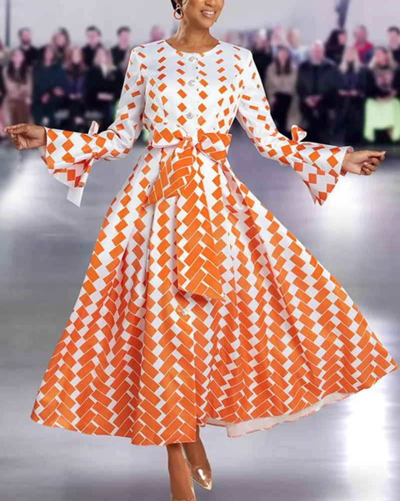 Casual Elegant Versatile Contrast Print Dress