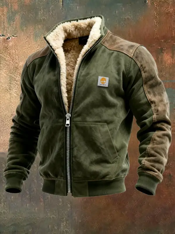 Men's Vintage Suede and Leather Multi-Pocket Outdoor Jacket