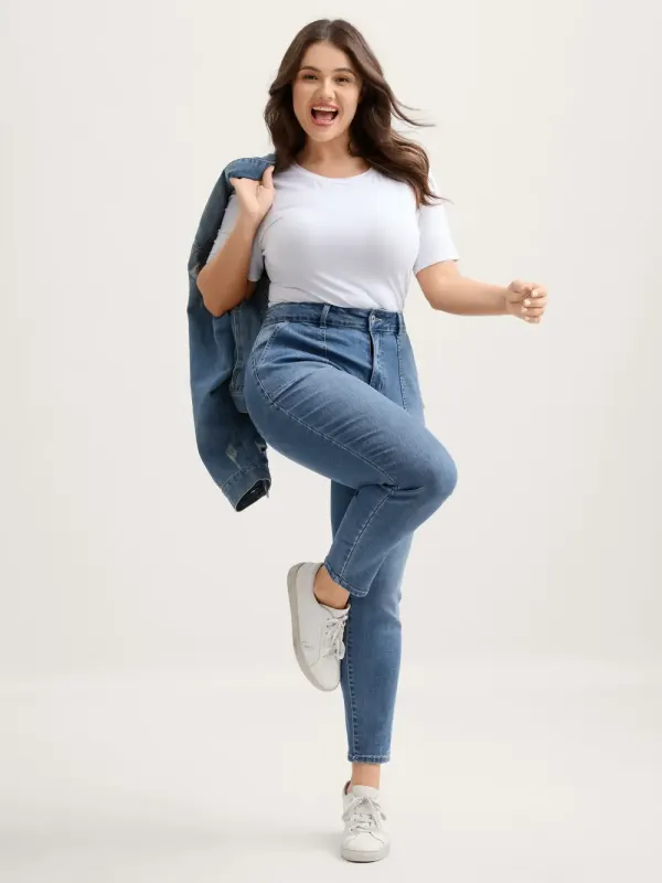 Elastic Waist Skinny-Fit Pocket Jeans