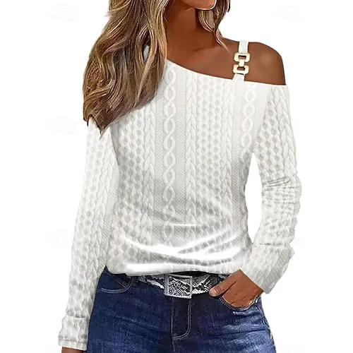 Women's Sweatshirt Plain Work Zipper Black White Pink Elegant Modern Loose Fit Crew Neck Long Sleeve Micro-elastic Spring Fall