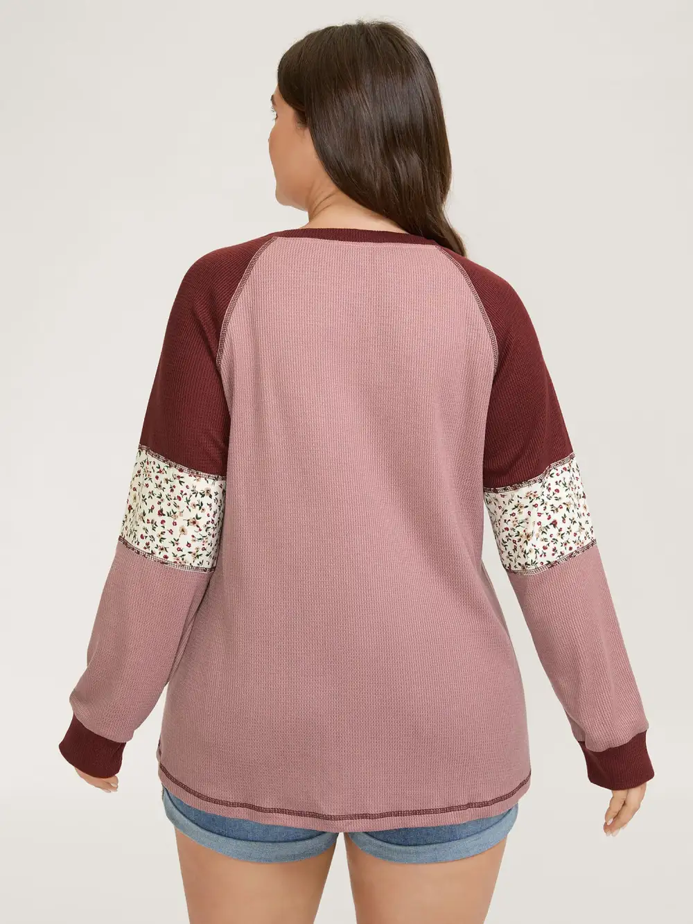 Color Contrast Waffle Knit T-Shirt