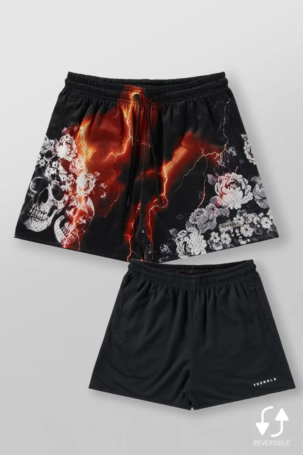 1111 -  Skulls & Roses Reversible Shorts