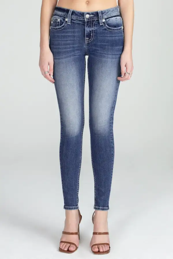 Detailed Fleur De Lis Skinny Denim
