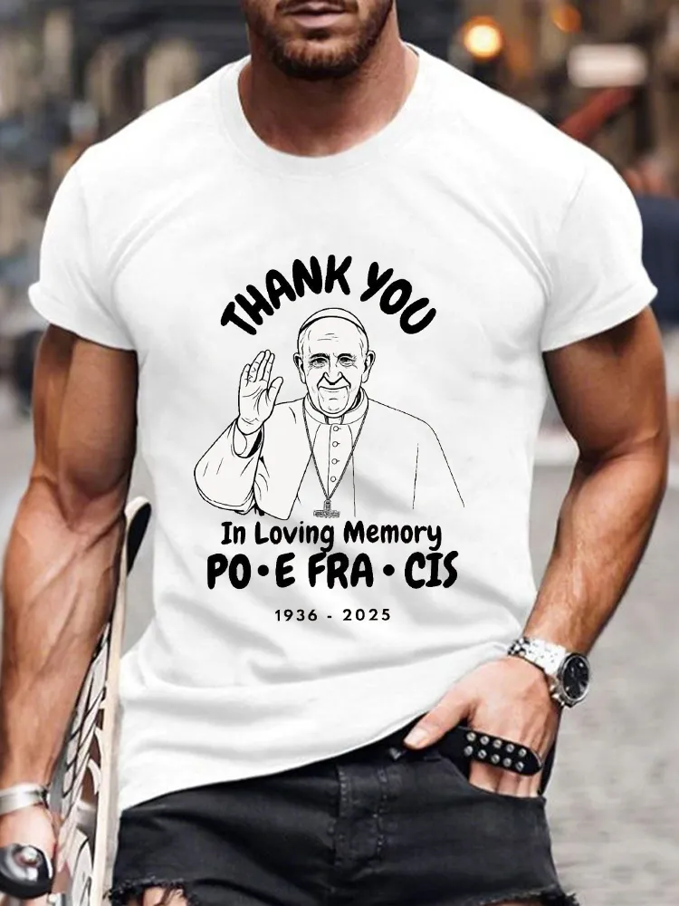 Men's Thank You In Loving Memory 1936-2025 Print Short Sleeve Round Neck Cotton T-Shirt