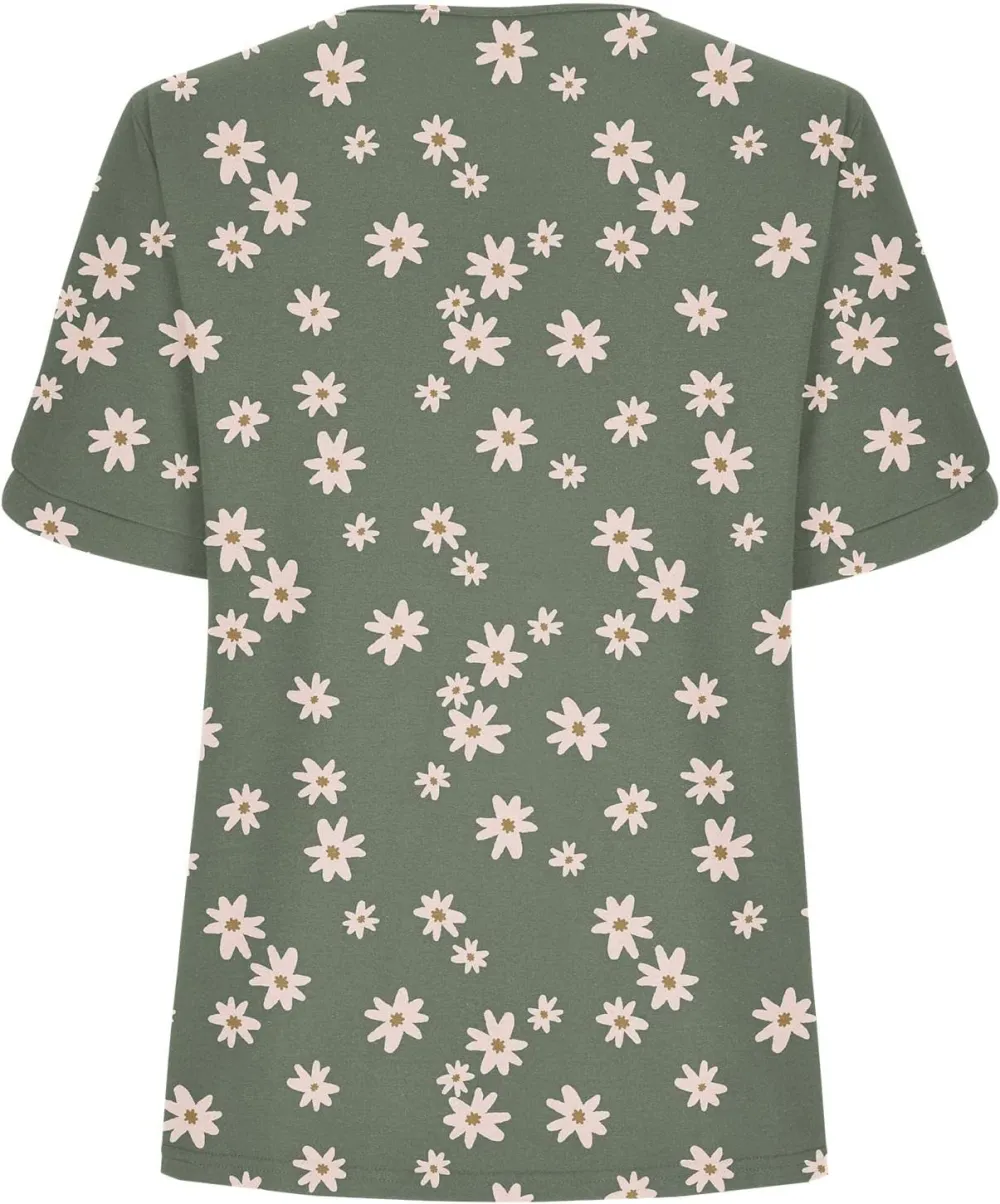 Womens Casual Summer T Shirts V Neck Short Sleeve Tunic Tops Loose Fit Polka Dot Loose Fit Tees 2023 Graphic Tees