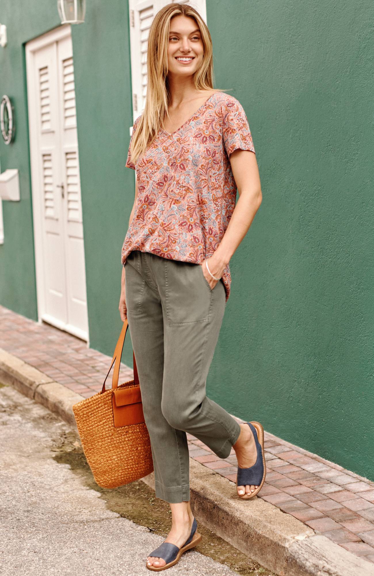 slim-leg twill cargo pants