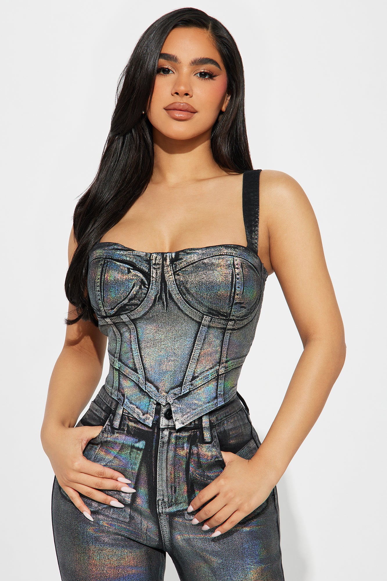 Fearless Babe Metallic Pant Set - Black