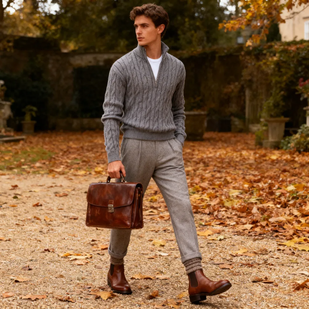 🔥5 PACK ＄29.9🔥Men's solid color Quarter Zipper  Sweater