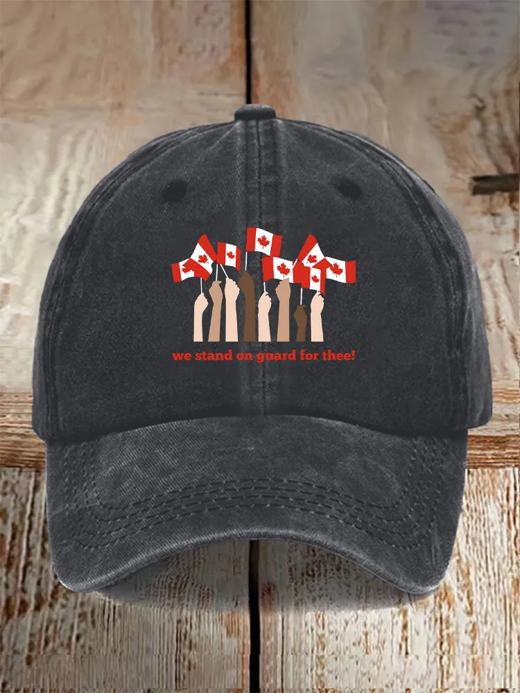 Men And Women's We Stand On Guard For Thee Washed Baseball Cap