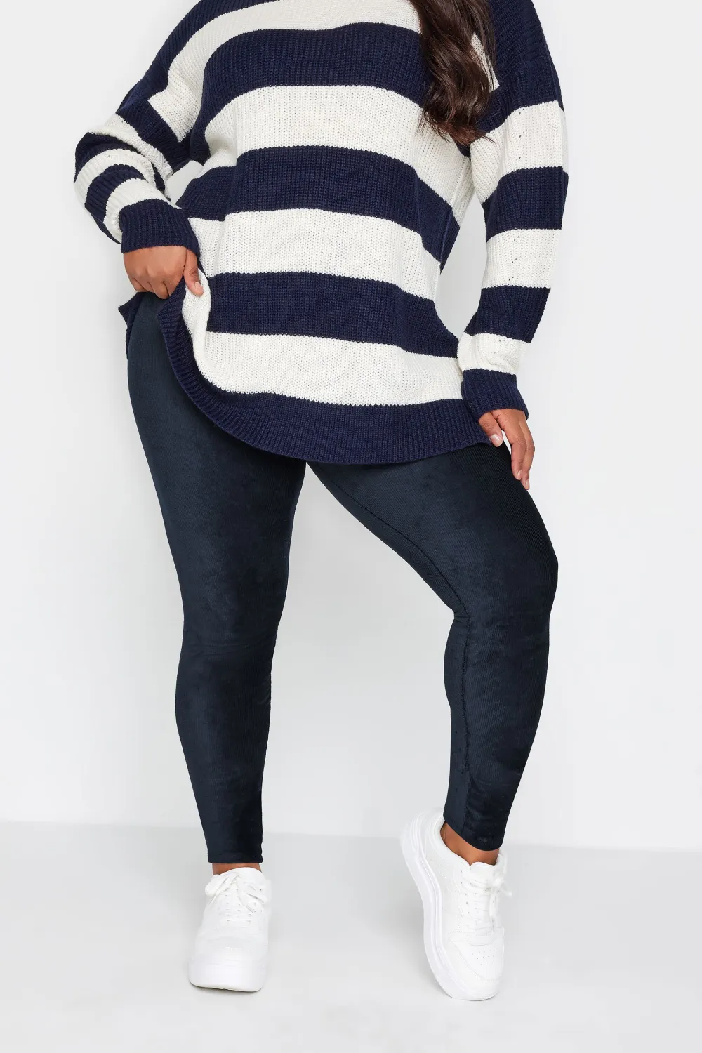 YOURS Curve Black Cord Stretch Leggings