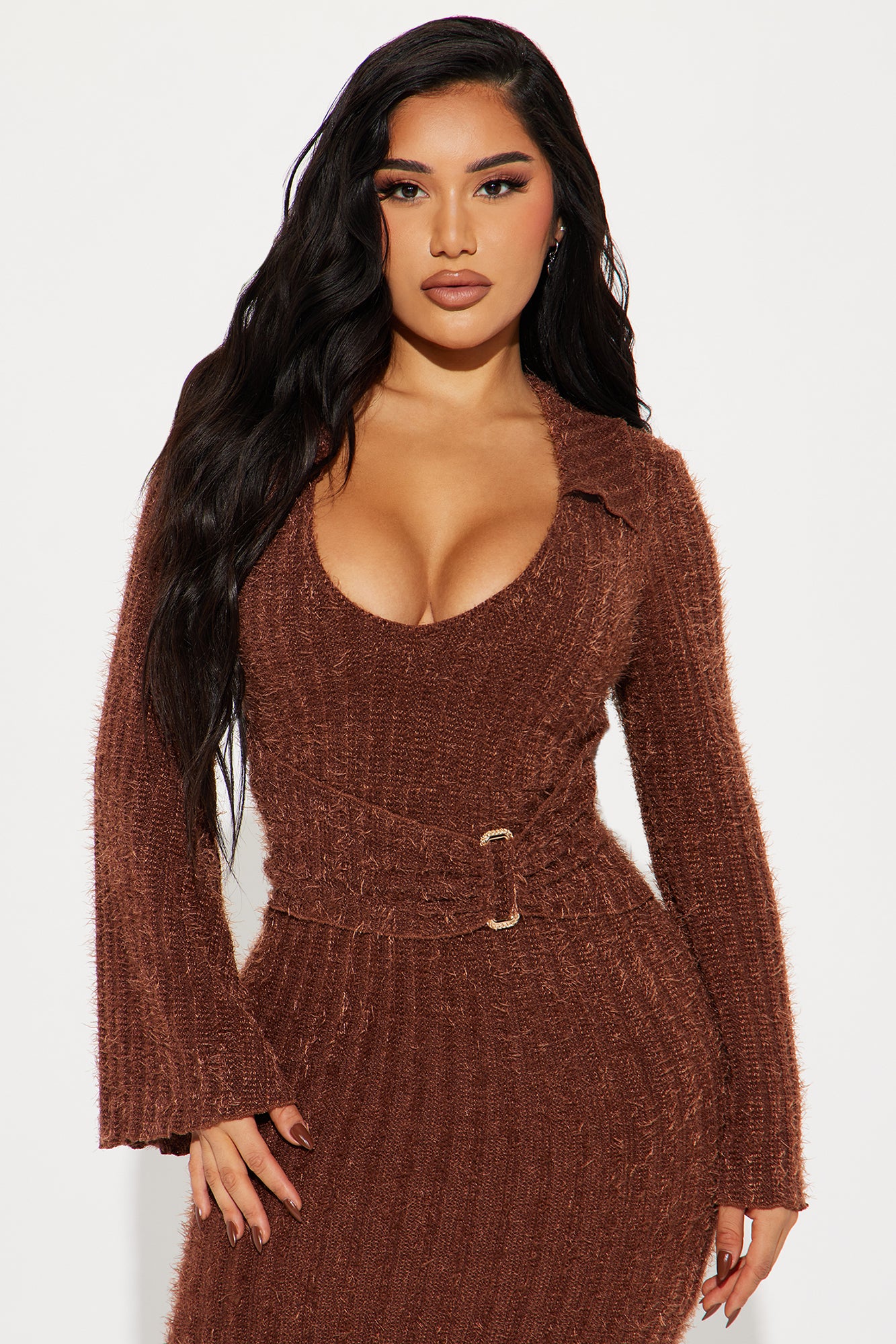 Jordyn Sweater Maxi Dress - Brown