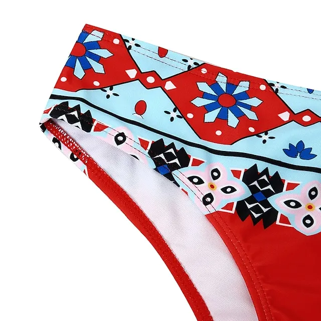 Women's Bikinis 2 Piece Sets Swimsuit Backless Halter Sexy Boho Floral Print Summer Beach Wear Bathing Suits