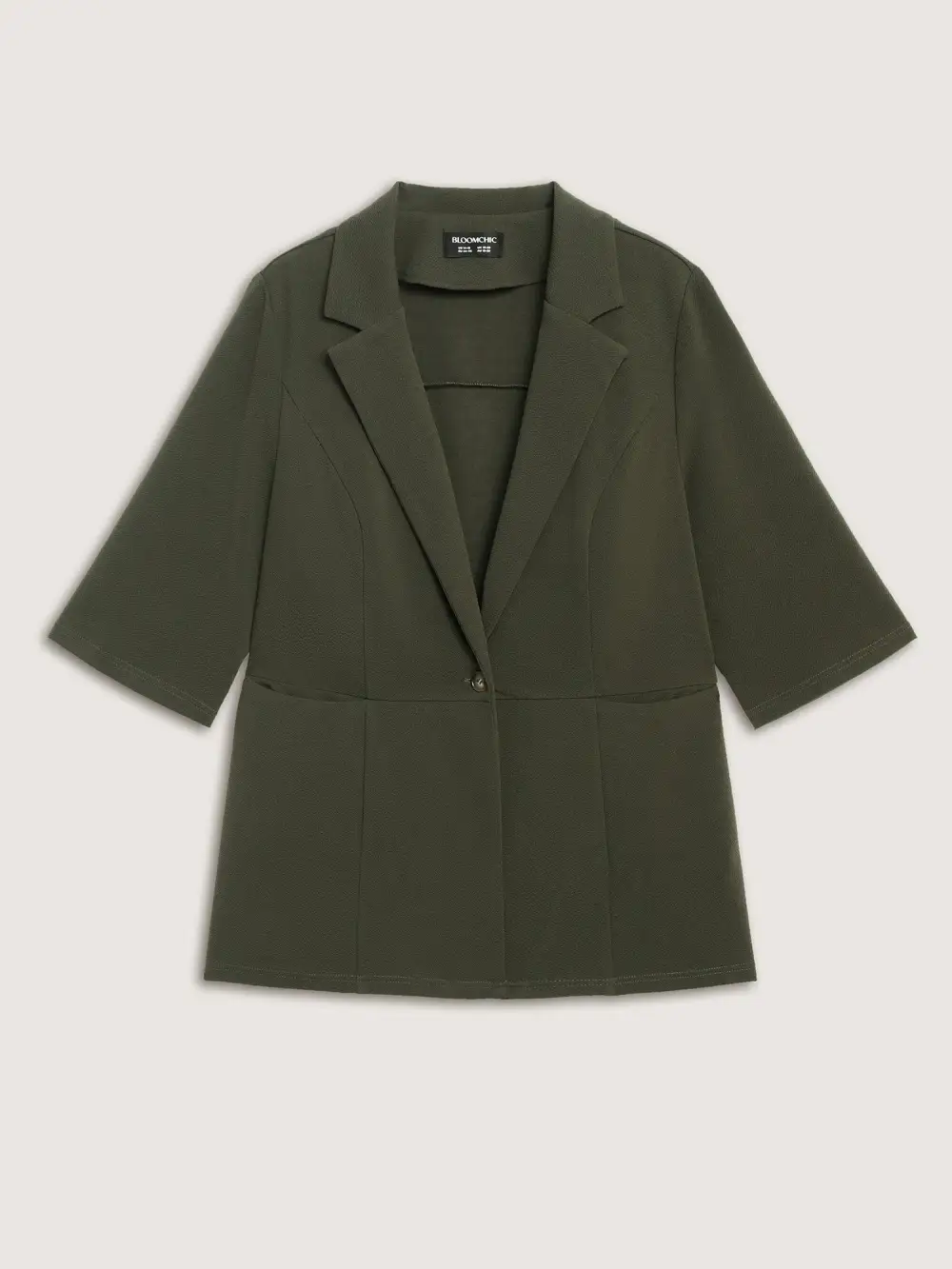 Stretchy Textured Cinched Flared Waist Blazer