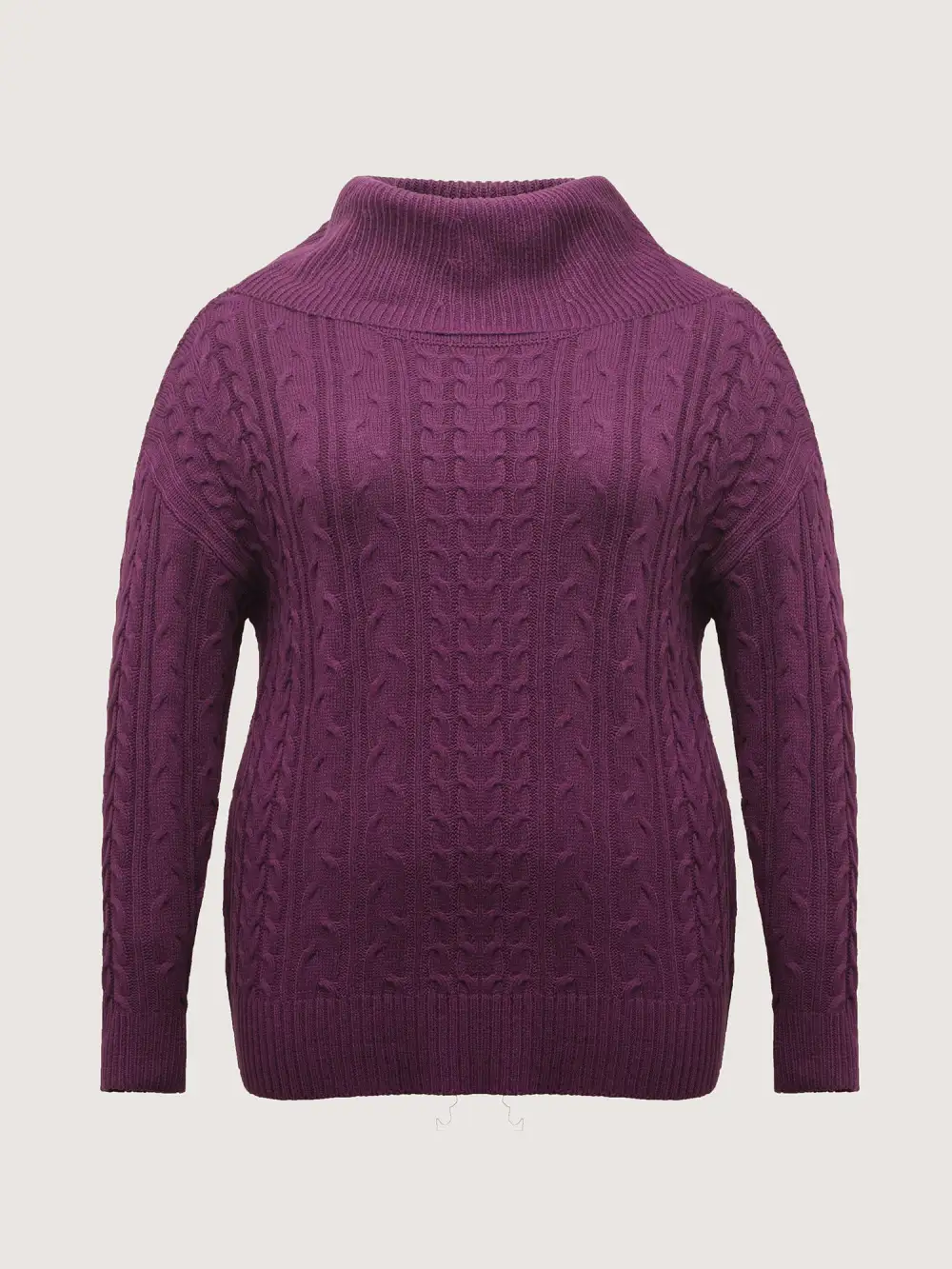 Drapey High Turtleneck Cable-Knit Pullover