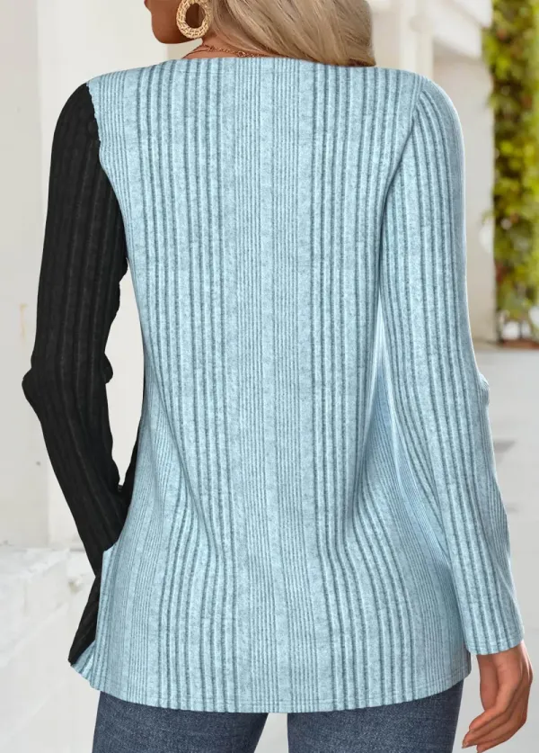 Dusty Blue Tummy Coverage Long Sleeve T Shirt