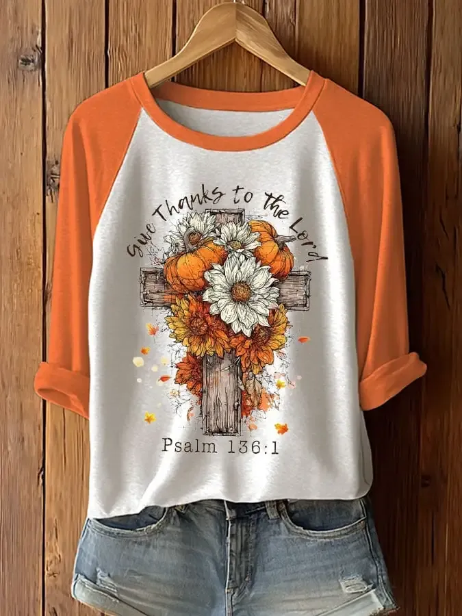 Women's Give Thanks to the Lord Print T-Shirt