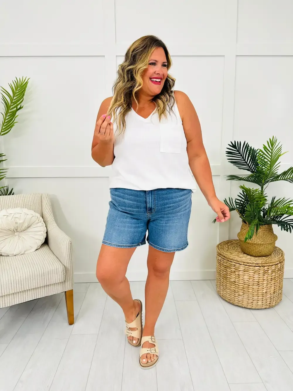 Judy Blue Twice As Nice Double Button Dad Shorts