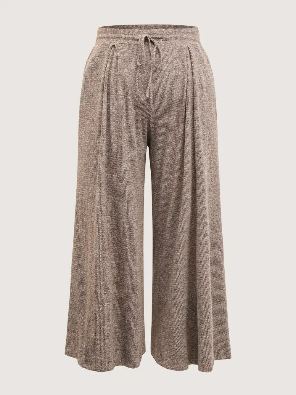 Mixed Color Knit Pleated Drawstring Pants