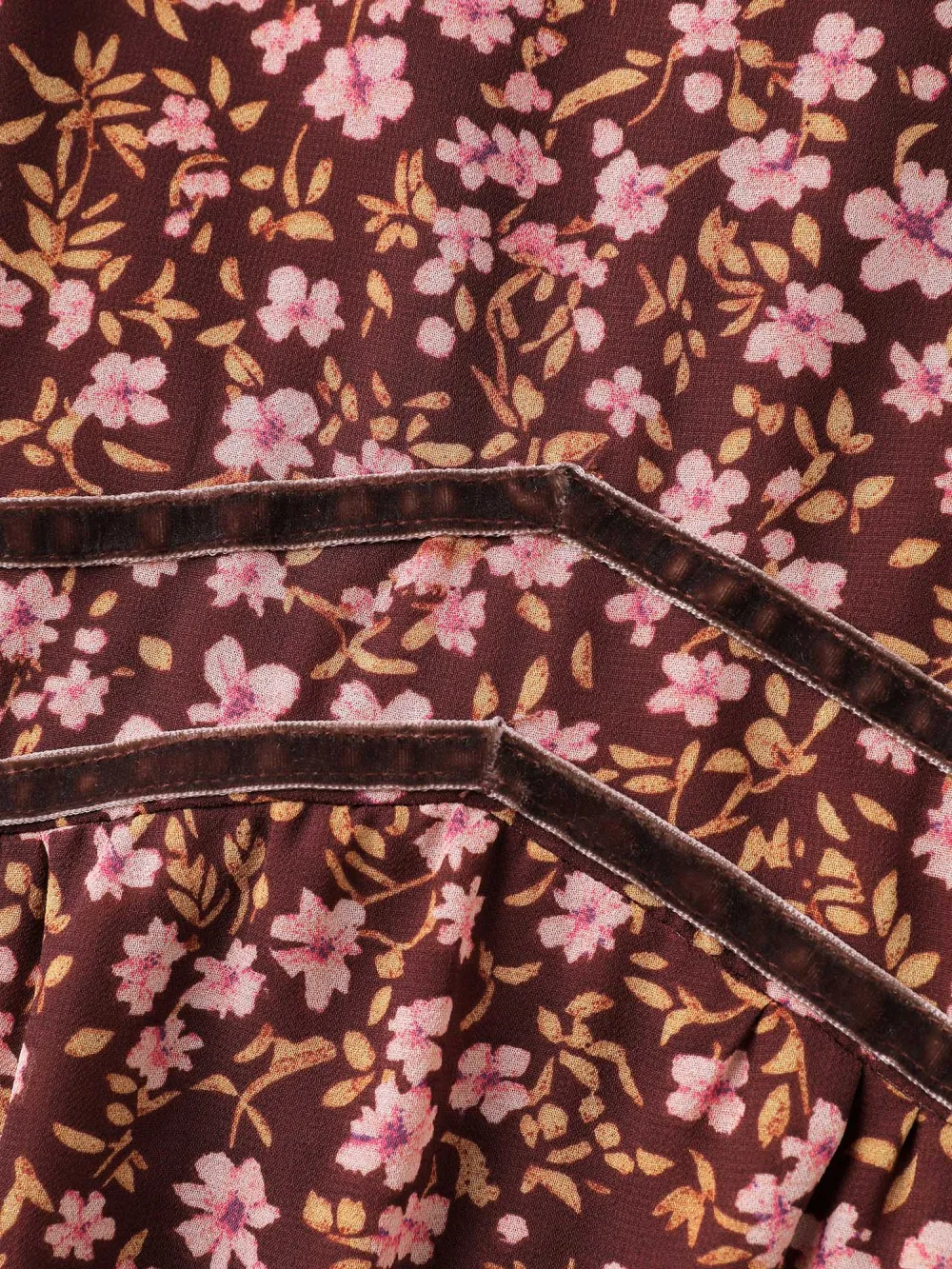 Floral Print Shirred Waist Ruffled Maxi Dress