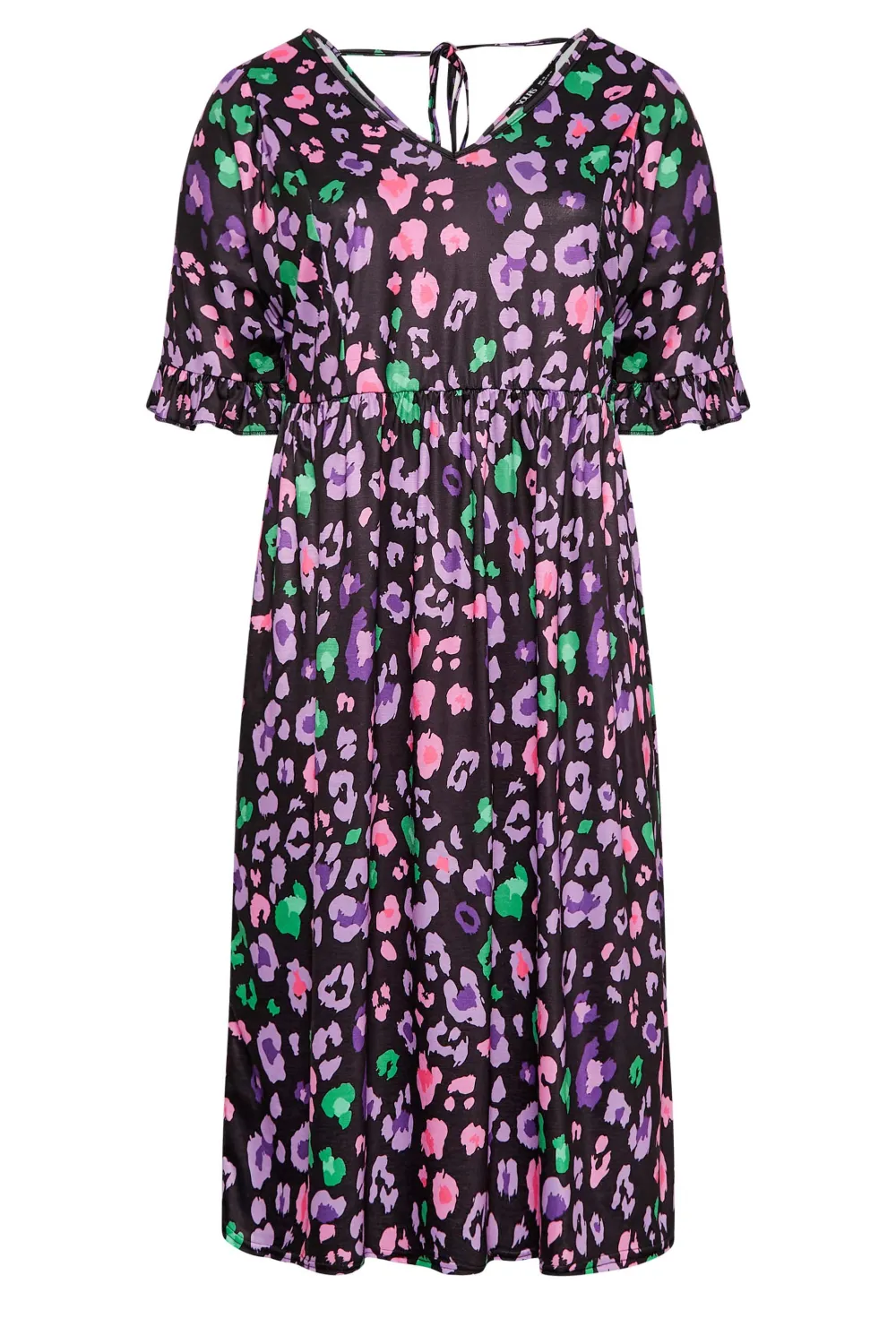 YOURS Curve Black Animal Print Smock Midi Dress