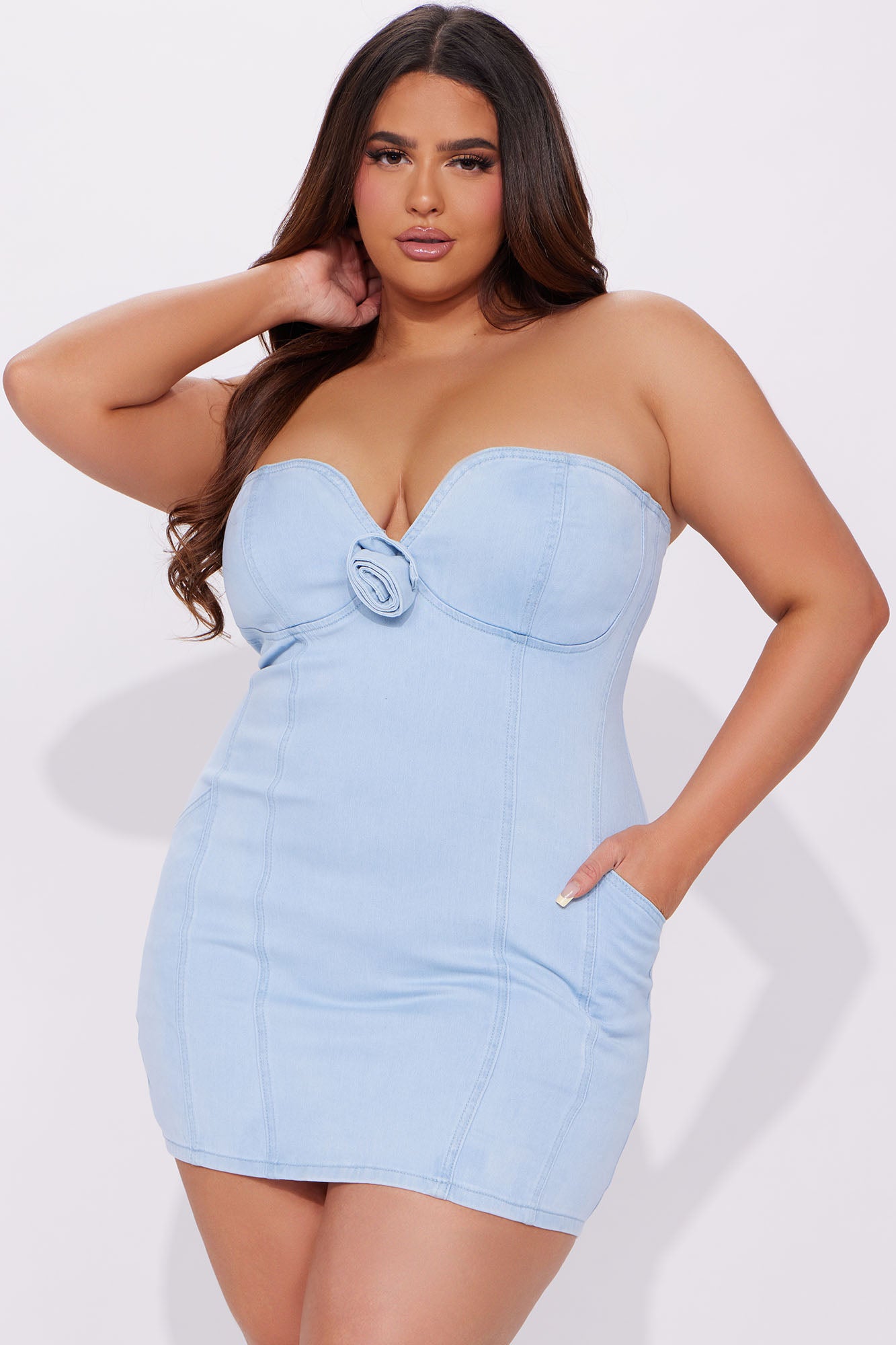 Know My Worth Sweetheart Mini Dress - Light Blue