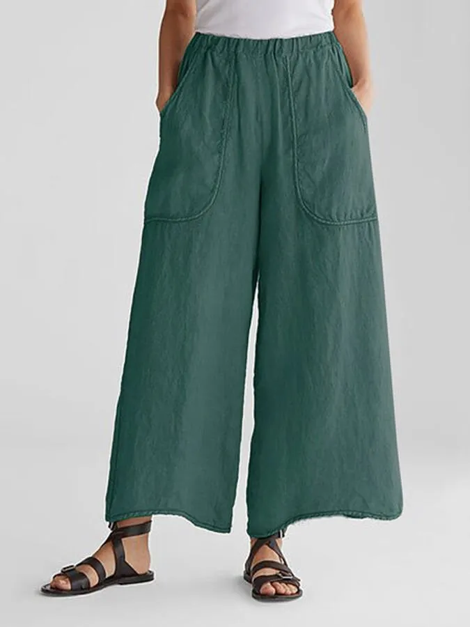 Women's Casual Cotton Linen Wide Leg Pants
