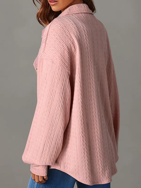 Women's Vacation Button Solid Color Breathable Fashion Loose Fit Outerwear Long Sleeve Spring