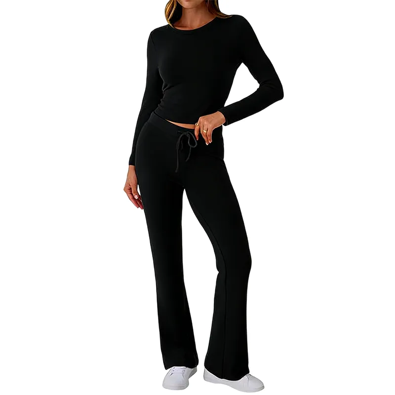 Women's Foldover Flare Leggings & Crop Top Set