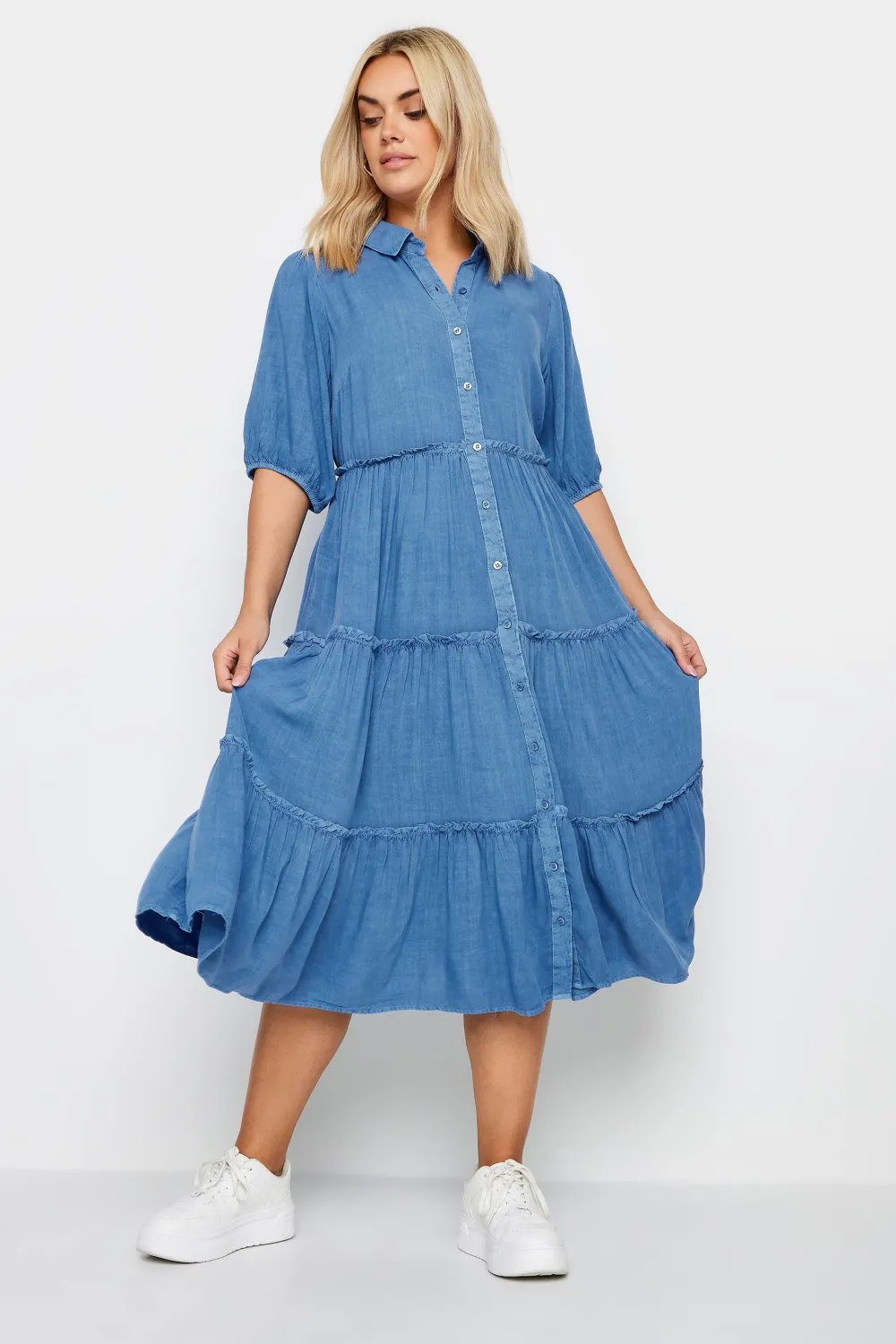 YOURS Curve Charcoal Grey Midi Shirt Dress