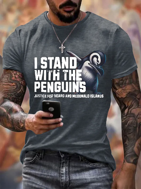Men'S T-Shirt Men'S I Stand With The Penguins Printing T Shirt