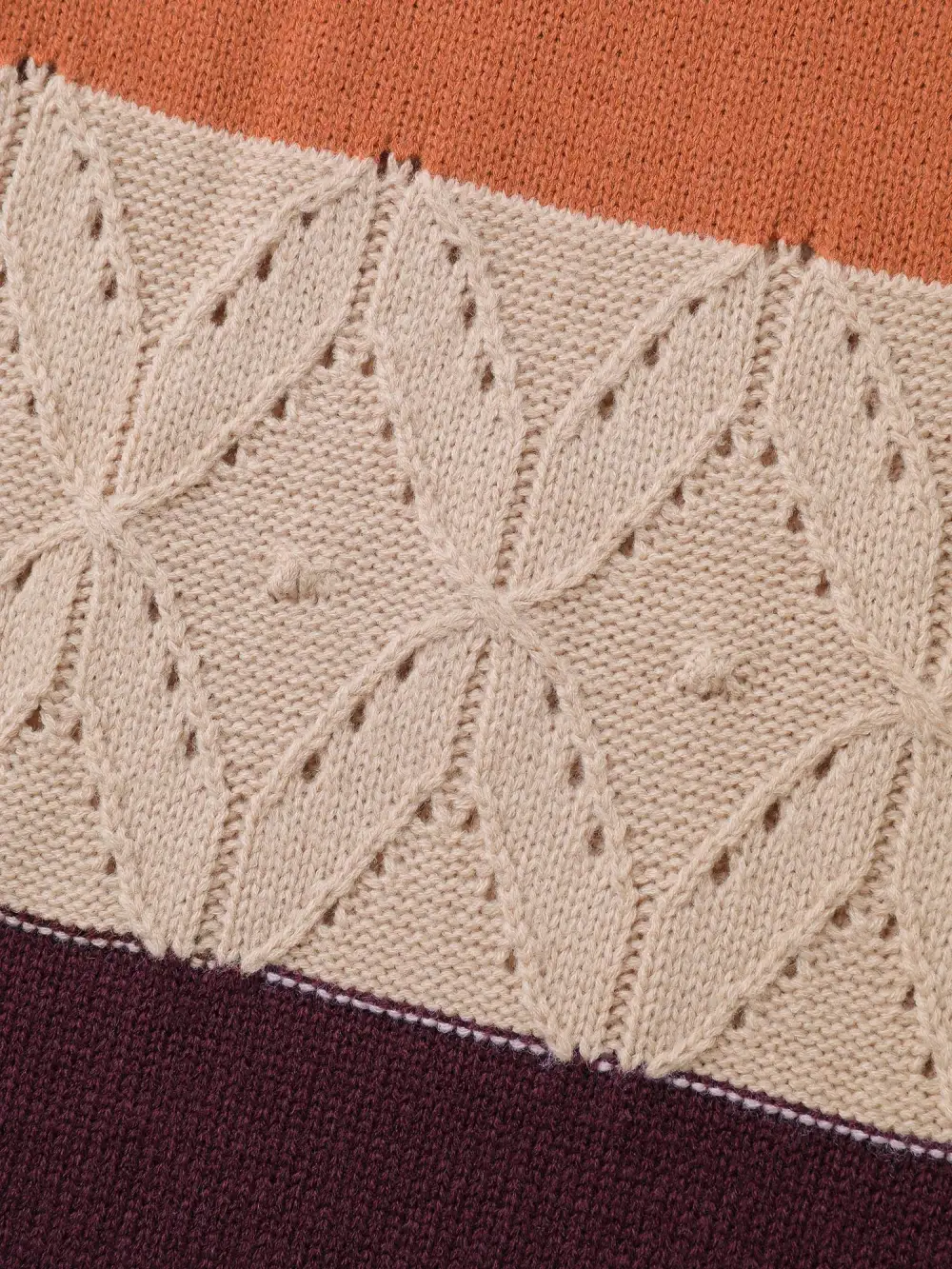 Colorblock Textured Ribbed Hem Pullover